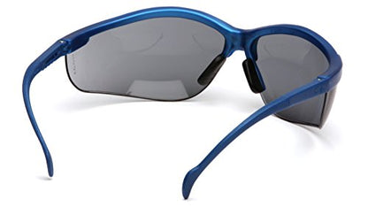 Pyramex Venture II Safety Eyewear, Indoor/Outdoor Mirror Anti-Fog Lens - color: Gray Lens/ Metallic Blue Frame