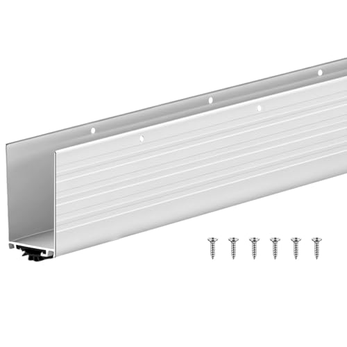 Yaocom 1 Pack U Shape Screw on Under Door Seal 48 Inch Aluminum and Rubber Door Threshold Extension with Draft Stopper for Home Prevents Hot and Cold Air, Silver - color: Silver, size: 48 Inch