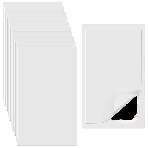 Frienda 10 Pcs Self Adhesive Rubber Wall Outlet Cover Plate Standard 5x3 Inch Screwless Blank Wall Plate Safe Decorative Patch Hole Cover for Drywall, Electrical Switch, White