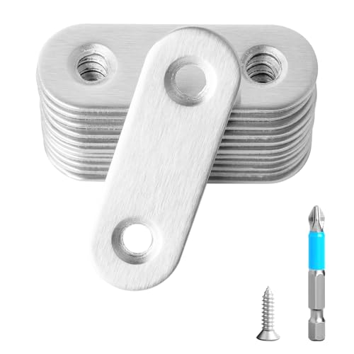 12 Pcs Mending Plate, 1.81 x 0.6 inch Stainless Steel Flat Plates with Holes, Straight Metal Mounting Braces Brackets Kit for Furniture, Wood Joint Connector (Silver, 1.81 inch) - color: Silver, size: 1.81 inch