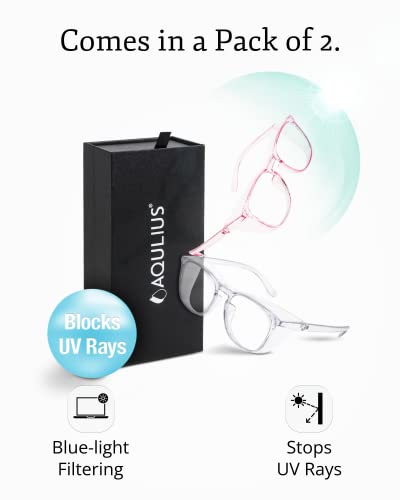 Aqulius 2 Pack Stylish Safety Glasses Goggles, Scratch Resistant, Safety Glasses for Women, Blue Light, Glasses for Nurses - color: Pink/Clear