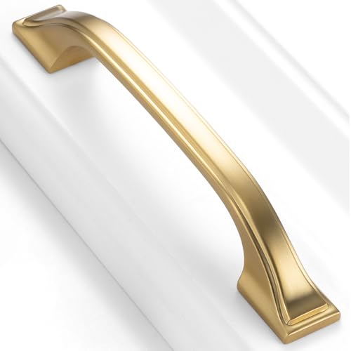 10 Pack Brushed Gold Cabinet Pulls 3-3/4 Inch Gold Cabinet Handles Gold Hardware for Kitchen Cabinets 8222 Drawers Bedroom Dresser Bathroom Vanity Cupboard - color: Brushed Gold, size: 3-3/4 Inches, style: 10 Pack Arch Pull