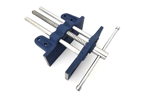 7" Light-Duty Woodworking Vise – Cast Iron Bench Vise with Trapezoidal Thread Screw & Dual Guide Bars – 6-1/8" Jaw Opening – Under-Bench Mount for Carpentry, Woodshop, and DIY Projects