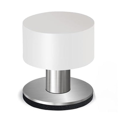 Door Stop, White Silicone with Stainless Steel Base, Self-Adhesive Wall Mounted, Impact Absorbing Design for Walls and Furniture Protection.1.57in.2-Pack