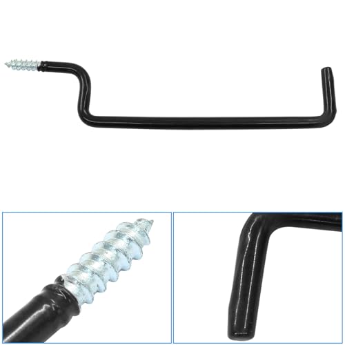 10 Pcs Screw in Ladder Hook Black Screw-in Garage Hooks 20.7cm/8.15" Bicycle Wall Mounted Hooks for Hanging Bike, Ladder, and Folding Chair - color: Black