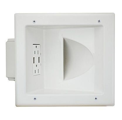 DATA COMM Electronics 45-0231-WH USB Recessed Media Outlet Box, In-Wall Cable Management, Duplex Receptacle,4.0 Amp Dual USB Ports, Large Cable Pass-Through, Design for Thin Mounts & TV, White - style: with Duplex Receptacle & 4.0 Amp Dual USB Ports