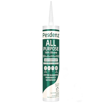 White Universal Silicone Caulk, 100% Silicone Sealant Outdoor Waterproof, Flexible Cartridge Adhesive Caulking for Aquarium RV Roof Window Door Kitchen Bathroom Bathtub Shower Seal, 10.1 Oz, 1 Pack