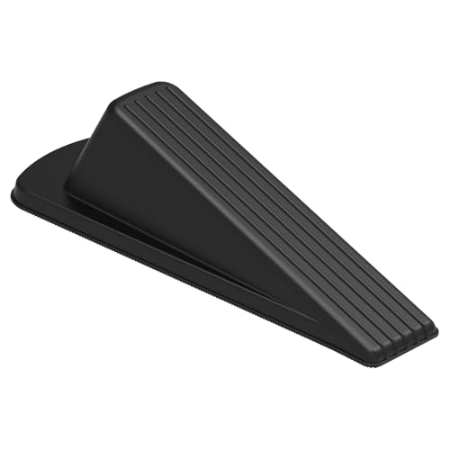 Crosize Door Stoppers for Bottom of Door, Premium Rubber Door Stops, Sturdy Door Wedge for Carpet, Tile, Concrete, Wood, Door Holder for Heavy Duty Door, Black - color: Black, size: Standard 1 Pack