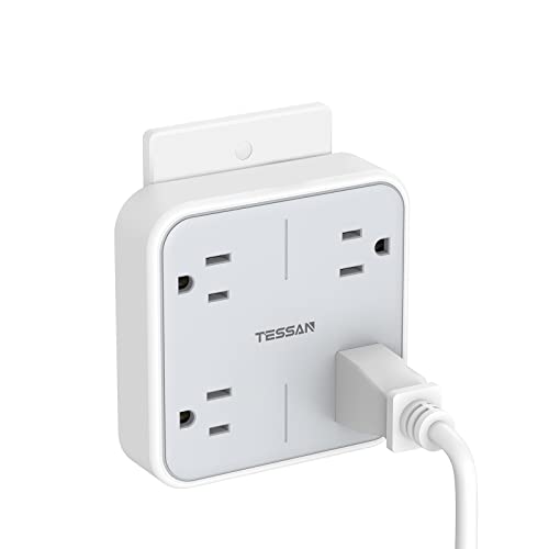 TESSAN Multi Plug Outlet Extender, Surge Protector Splitter with 4 Outlets Wall Charger, Multiple Expander for Travel, Home, College Dorm Room, Gray - style: Without USB