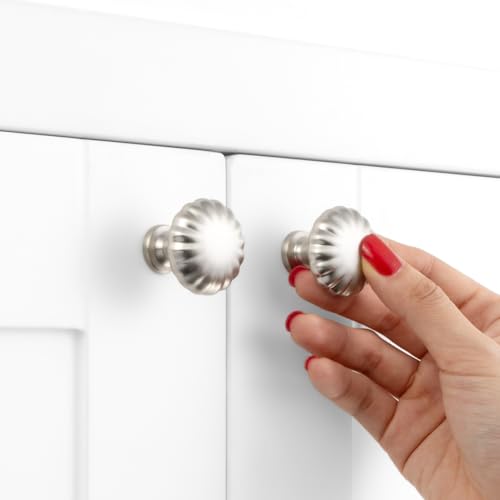 Brushed Nickel Cabinet Knobs Nickel Drawer Knobs, 10 Pack 1-1/4 Inch, 2510 Single Hole Cabinet Pulls for Kitchen Cabinets Drawers Bedroom Dresser Cupboard Bathroom Vanity - color: Brushed Nickel, size: Single Hole