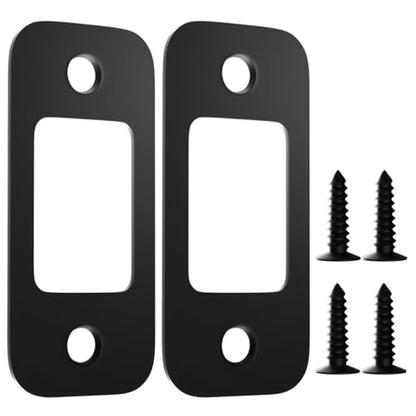 2 Pack Deadbolt Strike Plate Door Backplate, 1" x 2 1/4" Round Corner Deadbolt Strike Plate, Door Strike Plate (Matte Black)