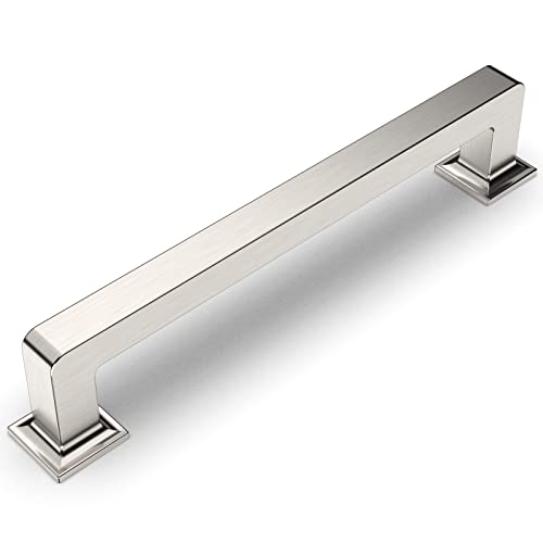 Amerdeco 10 Pack Brushed Satin Nickel Cabinet Pulls - 5 Inch(128MM) Hole Centers Kitchen Handles - Drawer Pulls - ZH0019 - color: Brushed Satin Nickel, size: 5"/128MM Hole Center