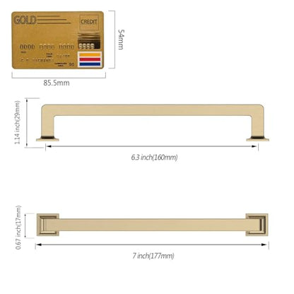 Amerdeco 10 Pack Brushed Brass Cabinet Pulls 6.3 Inch(160MM) Hole Centers Kitchen Cabinet Handles Cabinet Hardware Kitchen Handles for Cabinets Cupboard Handles Drawer Pulls ZH0019 - color: Brushed Brass, size: 6.25"/160MM Hole Center