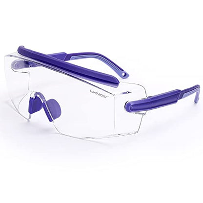 UKNOW Safety Goggles Over Glasses, Safety Glasses Anti Fog Wraparound Eye Protection, Protective Eyewear ANSI Z87.1 - color: Very Peri