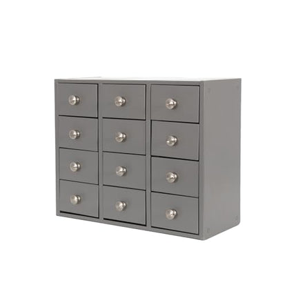 Heavy Duty 12-Drawer Metal Parts Cabinet,Corrosion-Resistant Bolt Nut Organizer for Workshop Garage Office,Modular&Stackable Design, No Assembly