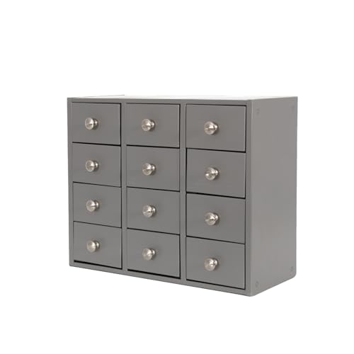 Heavy Duty 12-Drawer Metal Parts Cabinet,Corrosion-Resistant Bolt Nut Organizer for Workshop Garage Office,Modular&Stackable Design, No Assembly