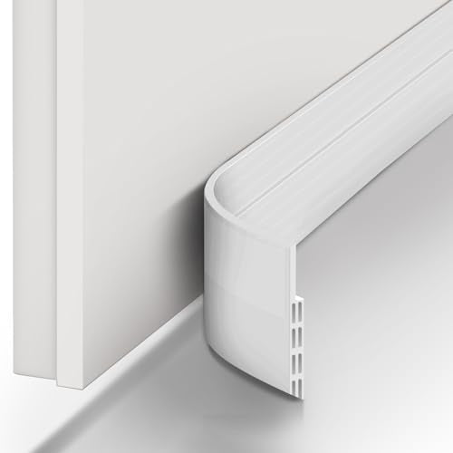 Door Draft Stopper Weather Stripping: Ohuhu 118" L x 2" W Under Door Bottom Seal Strip Sweep - 1" Widened Backing Adhesive Blocker Gap Filler Flexible Noise Insulation Draft Guard Bottom of Door-White - color: White, size: 118"L x 2"W