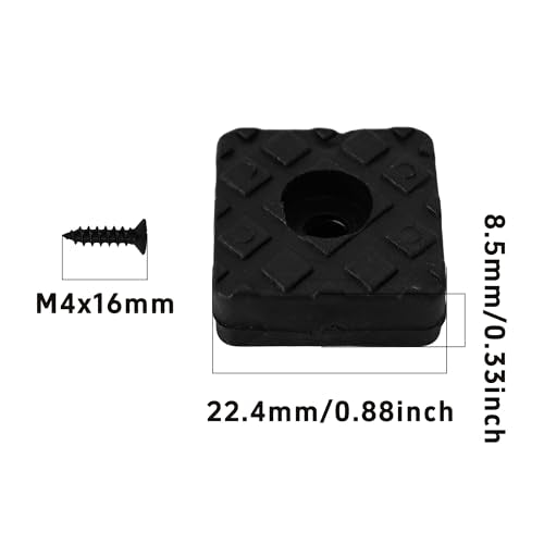 16PCS 22x22mm Black Square Furniture Pads, Non-Slip Heavy Duty Screw-on Furniture Feet, Noise-Canceling Rubber Sliders for Table Desk Chair Sofa Legs