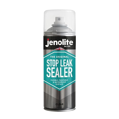 JENOLITE Stop Leak Sealer Spray - Instant Waterproof Sealant Spray - Fills, Seals & Stops Leaks | Perfect for Gutters, Flat Roofs, Waste Pipes, and More - Clear, 400ml (14 Ounces) - style: Clear - 400ml (Pack of 1)