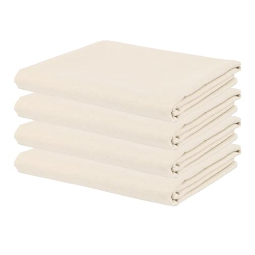 Set of 4 Flaxen Drop Cloth (6x9 FT) Drop Cloth for Painting, All Purpose Thick Waterproof Reusable tarp, Linen Fabric Painters Tarps for Painter Renovation,Furniture & Floor Protection - color: Flaxen, size: 6 x 9 ft
