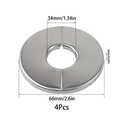 4Pcs 304 Stainless Steel Wall Split Flange Round Escutcheon Plate Cover for Various Pipes (34mm/1.34in) - size: 34mm/1.34in