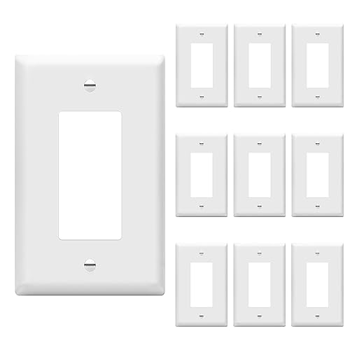 ENERLITES Decorator Light Switch or Receptacle Outlet Wall Plate, Gloss Finish, Mid-Size 1-Gang 4.88" x 3.11", Polycarbonate Thermoplastic, UL Listed, 8831M-W-10PCS, White (10 Pack) - color: White, size: Mid Size