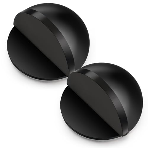 MorningRo 2 Pcs Self Adhesive Door Stoppers, Stainless Steel Floor Door Stop Wall Protector, Half Dome Floor Gate Stopper for Living Room, Bedroom, Bathroom, Office (Black) - color: Black
