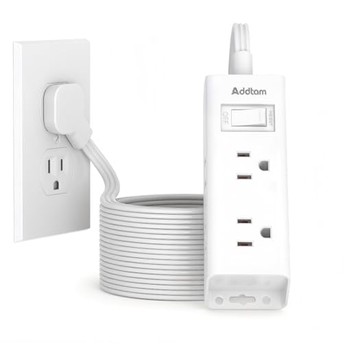 Addtam Flat Plug Power Strip with 6 Outlet Extender, 25 FT Extension Cord Flat Wall Plug with Multiple Outlets, No Surge Protector for Cruise Ship, Travel, Dorm, Home Office, Cruise Essentials, White - color: White, size: 25 Ft