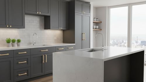 Alzassbg 10 Pack Champagne Bronze Cabinet Pulls, 5 Inch(128mm) Hole Centers Kitchen Cabinet Handles for Cabinets and Drawers AL3061TGP - color: Champagne Bronze, size: 5" Hole Center