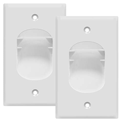 TOPGREENER Recessed Low Voltage Cable Wall Plate for Home Theaters, Size 1-Gang 4.50" x 2.75", Polycarbonate Thermoplastic, TG8881-2PCS, White (2 Pack) - size: 1 Gang, style: 2 Pack