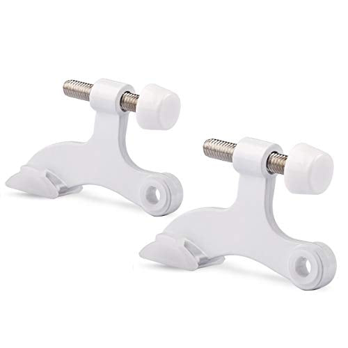 2 Pack Hinge Pin Door Stopper White - Adjustable Heavy Duty Hinge Pin Door Stop with White Rubber Bumper Tips - color: White, size: 2 Pack