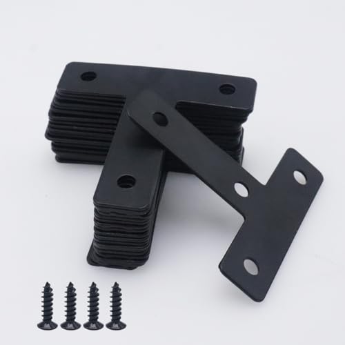 20pcs T Flat Shape Braces Corner Bracket, 60x60 mm Decorative Corner Brackets Mending Plate, Stainless Steel T-Shaped Bracket for Wood Furniture Fixing - size: T Black 60x60 mm