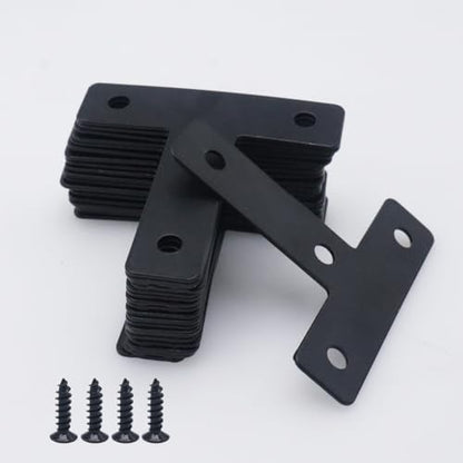 20pcs T Flat Shape Braces Corner Bracket, 60x60 mm Decorative Corner Brackets Mending Plate, Stainless Steel T-Shaped Bracket for Wood Furniture Fixing - size: T Black 60x60 mm