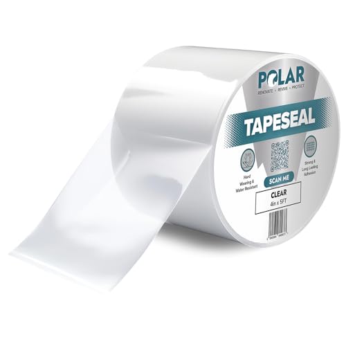 Polar TapeSeal Clear - 4" x 5 ft | Rubberised Waterproof Tape for Leaks & Cracks on Roofs, PVC Pipes, Downpipes, Plumbing & Gutters | All-Purpose Indoor & Outdoor Sealant Tape for Lasting Protection - color: Clear, size: 4" x 5 ft