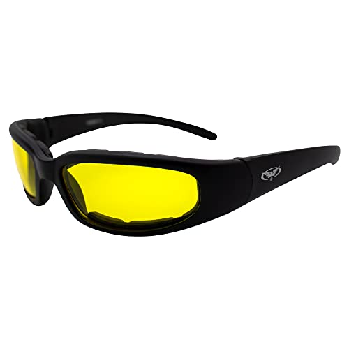 Global Vision Chicago Motorcycle Riding Sunglasses Black Frame w/Yellow Lenses - color: Yellow