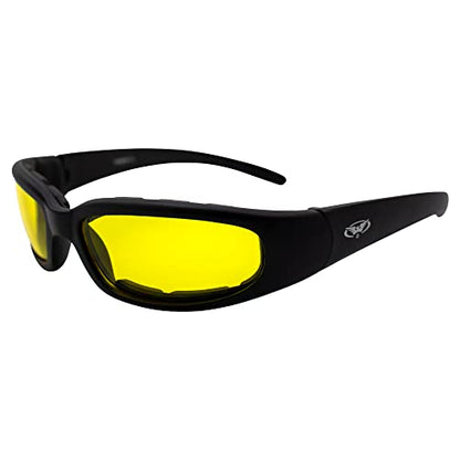 Global Vision Chicago Motorcycle Riding Sunglasses Black Frame w/Yellow Lenses - color: Yellow