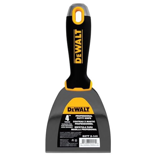 DEWALT 4" Putty Knife | Stainless Steel w/Soft Grip Handle | DXTT-2-140 - size: 4-inch