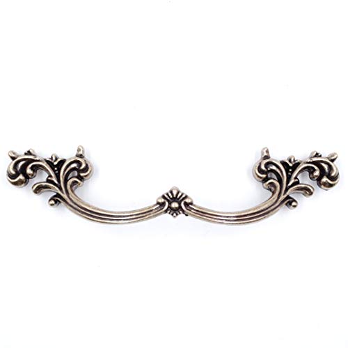 Jetland French Provincial Drawer Pulls - 4-Pack, Antique Brass, 4" Hole Centers, Vintage Shabby Chic Pulls for Dresser Nightstand Cabinet, PW1619ABR102 - color: Antique Brass, size: 4 Inch Hole Centers
