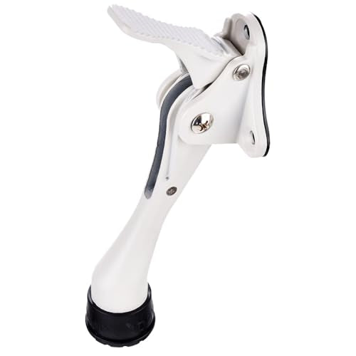 One Touch Kickdown Door Stopper, Door Holder, Heavy Duty Door Stops, Bottom of Door, Height-Adjustable Rubber Tips by HASHI (White 4 inch x 1pack) - color: White, size: 4 Inch X 1pack
