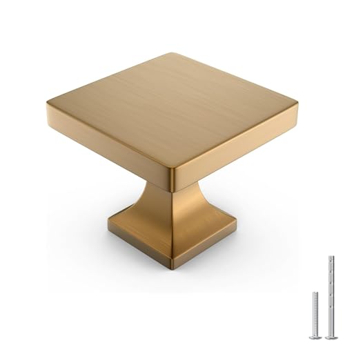homdiy 10 Pack Champagne Bronze Cabinet Knobs Square DresserDrawer Knobs Brushed Bronze Bathroom Pulls Kitchen Cabinet Hardware - color: Champagne Bronze