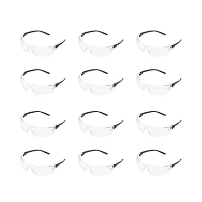 Amazon Basics Anti-Fog Safety Glasses, Eye Protection, Scratch Resistant, UV Protection, Clear/Black, 12-Pack