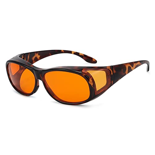 Eyekepper 100% Blue Reduction,Fitover Anti-Blue Blocking Computer Glasses with Extra Amber Lenses for Women, Tortoise - color: 1804-tortoise-100% Blue Light Blocking