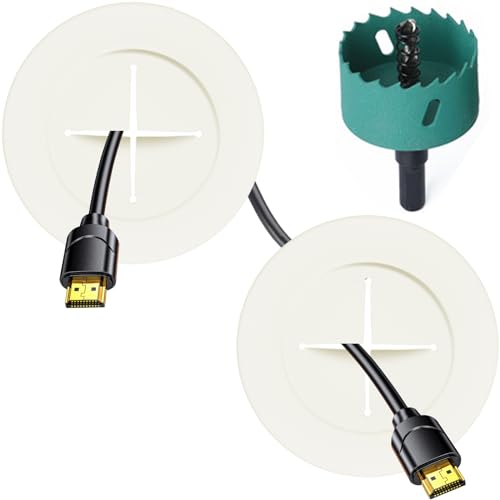 TV Wire Hider Kit for Wall Mount TV, in Wall Cable Management Kit, Includes 2 Pass Throughs and Hole Saw Drill Attachment for Easy Install（Off-White） - color: Off White