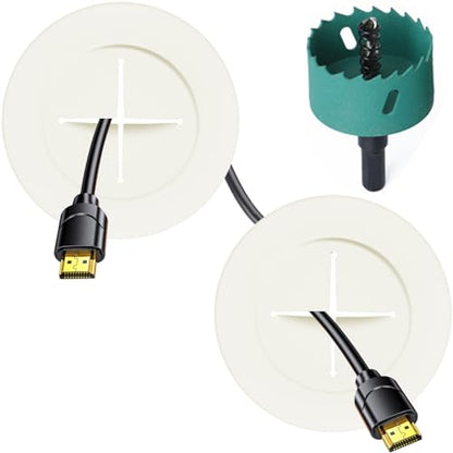 TV Wire Hider Kit for Wall Mount TV, in Wall Cable Management Kit, Includes 2 Pass Throughs and Hole Saw Drill Attachment for Easy Install（Off-White） - color: Off White