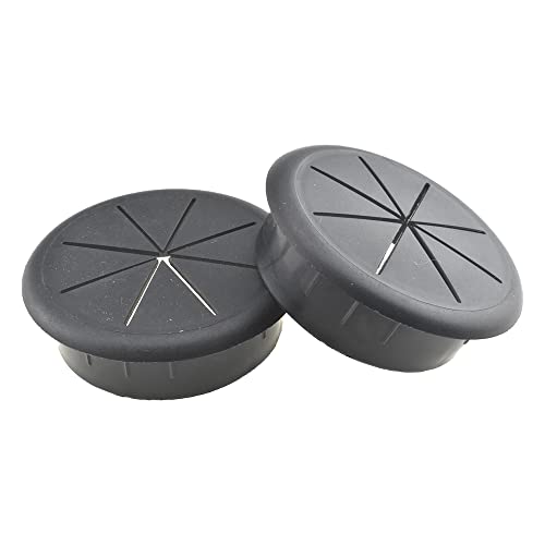 HAHIYO 2Pcs 2.4Inch/60mm Black ABS Plastic Eight-petaled Desk Grommet Wire Grommet Cable Management Cord Hole Cover Desk Wire Hole Insert Wire Organizer for Computer Office Home School Equipment - color: Black, size: 8-petaled-2.4in-black-2P