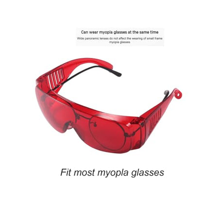 Red Safety Glasses Dental Lab Protective Goggles Over Glasses Wrap Around Clear Eye Protection Protective Eyewear Safety Goggles With Wide Vision, UV Protection, Scratch Resistant, Splash Proof