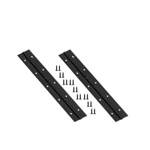10 Inch Heavy Duty Continuous Piano Hinges, Black Stainless Steel 0.05" Thick 1.2" Open Width Folding Furniture Hinges with Screws for Cabinet Door Box DIY Projects (2 Pack) - size: 10IN-1.2IN-2PACK
