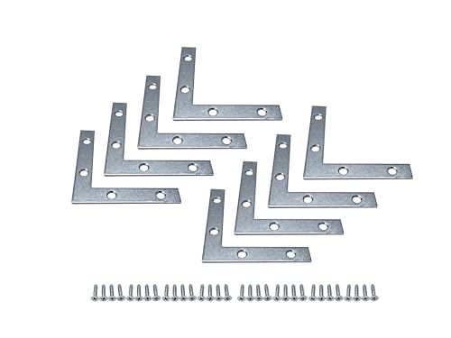 QCAA Heavy Duty Flat Corner Irons Joining Bracket for Wood Table, Chairs, Zinc Plated , 3"x3"x1/2" x1.8mm, Made in Taiwan, 8 Pack - color: Zinc(3"), size: 8 Pack
