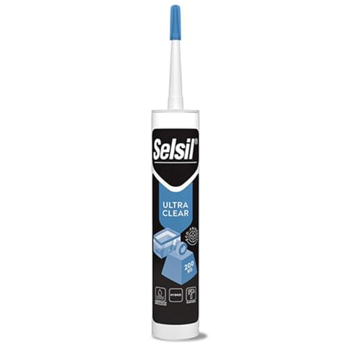 SELSIL Ultra Crystal Clear Mounting Adhesive & Sealant - Indoor & Outdoor Construction Adhesive, 100% Transparent Bonding and Sealing, Waterproof (9.8 fl oz/290 ml)