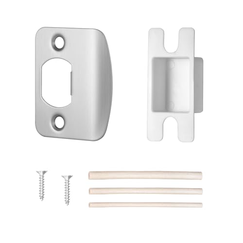 Door Strike Plate for Interior Doors, Adjustable Security Reinforcement Plate, Stainless Steel Strike Plate, Brushed Nickel, 1 Pack - color: Brushed Nickel, size: 1 Pack